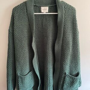 Pink Rose Women's Textured Green Cardigan